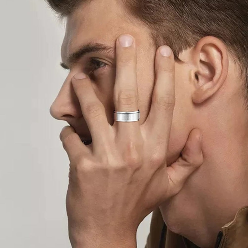 BAGUE ARGENT ANTI STRESS ANNEAU TOURNANT