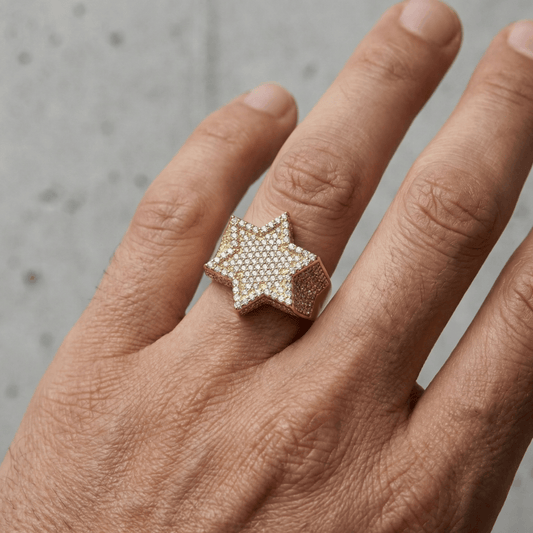 Bague Chevalière Diamant Homme Moissanite Étoile