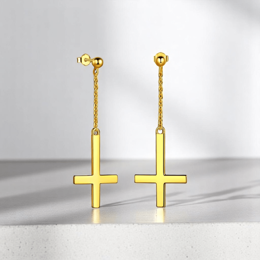 Boucles d’oreilles pendantes croix pour homme | Élégance moderne
