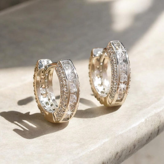 Boucles d’Oreilles Créoles Luxe – Dorées & Argentées Effet Diamant