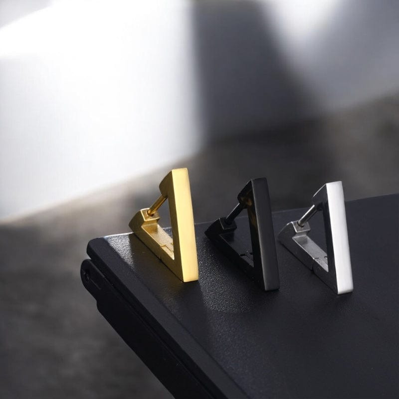 Boucles d'Oreilles Triangle Homme – Acier Inoxydable & Style Minimaliste