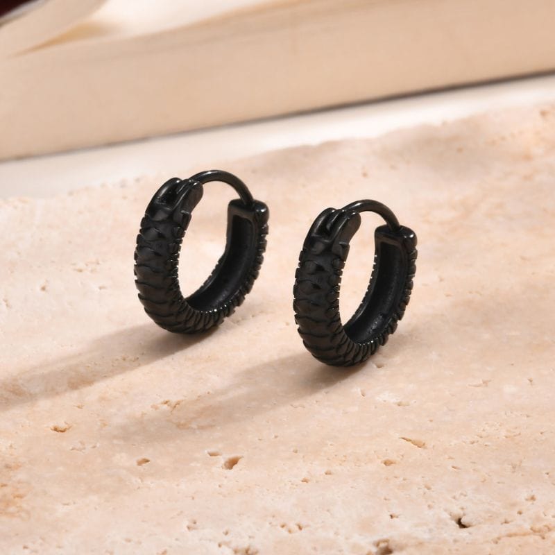 Boucles d'Oreilles Anneaux Écailles - Acier Inoxydable