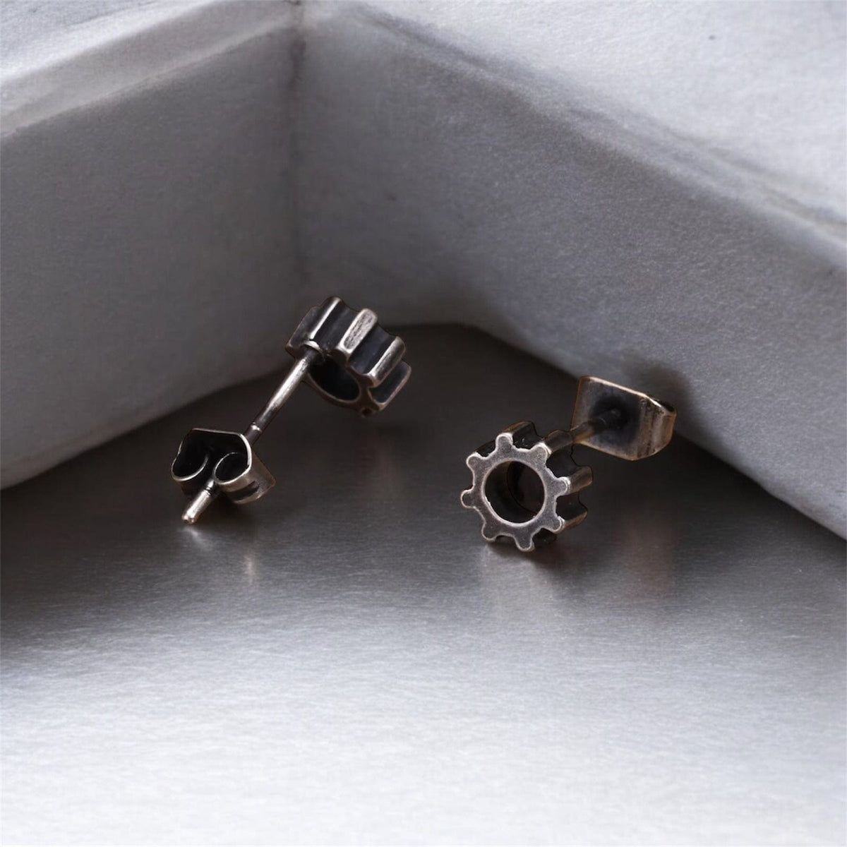 Boucles d'Oreilles Engrenage - Acier Inoxydable Tendance