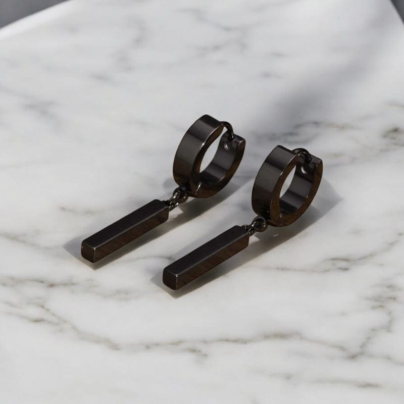 Boucles d’Oreilles Clip Pendantes Barre – Sans Trou Homme