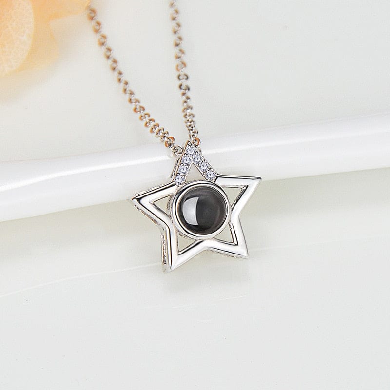 Collier Photo Projection Étoile en Argent