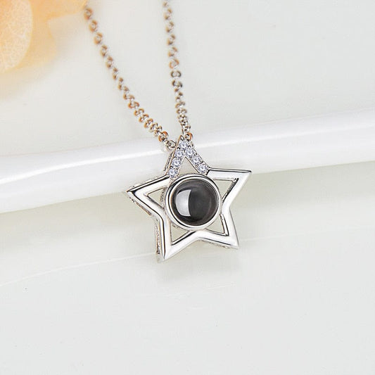 Collier Photo Projection Étoile en Argent