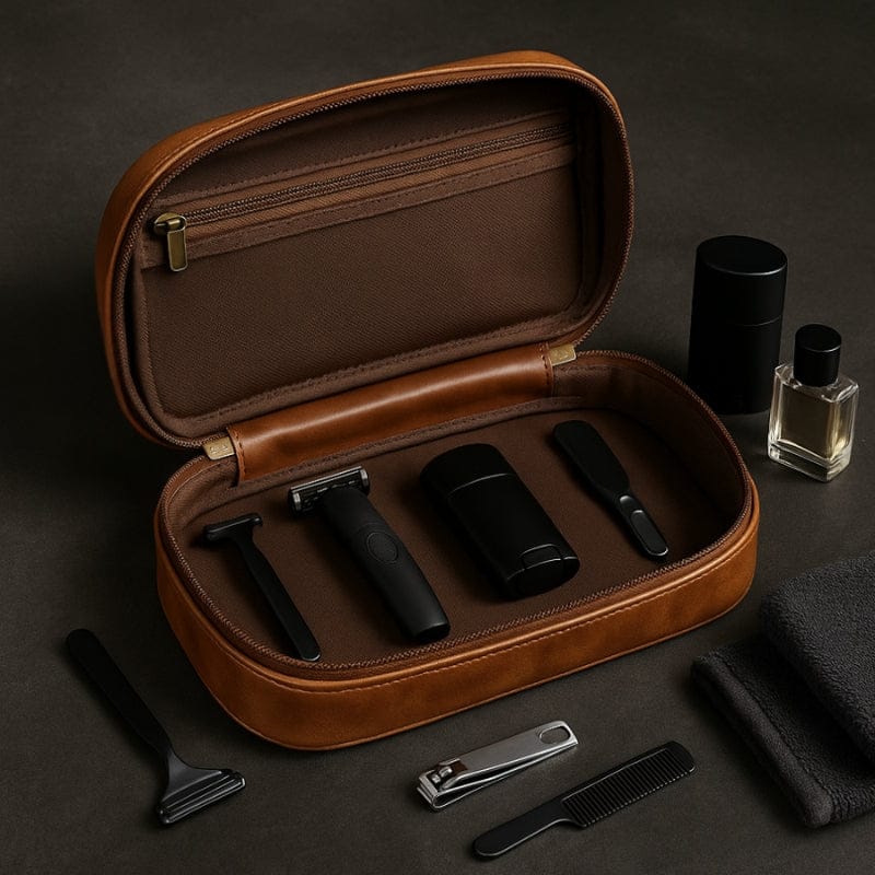 Grande trousse de toilette homme cuir – Élégance & capacité