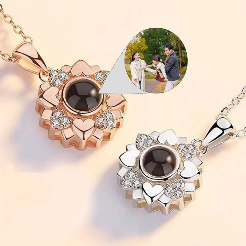 PENDENTIF PERSONNALISÉ PHOTO FLEUR COEUR