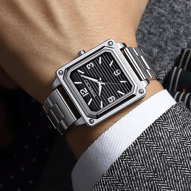 Montre Carré en Acier pour Homme