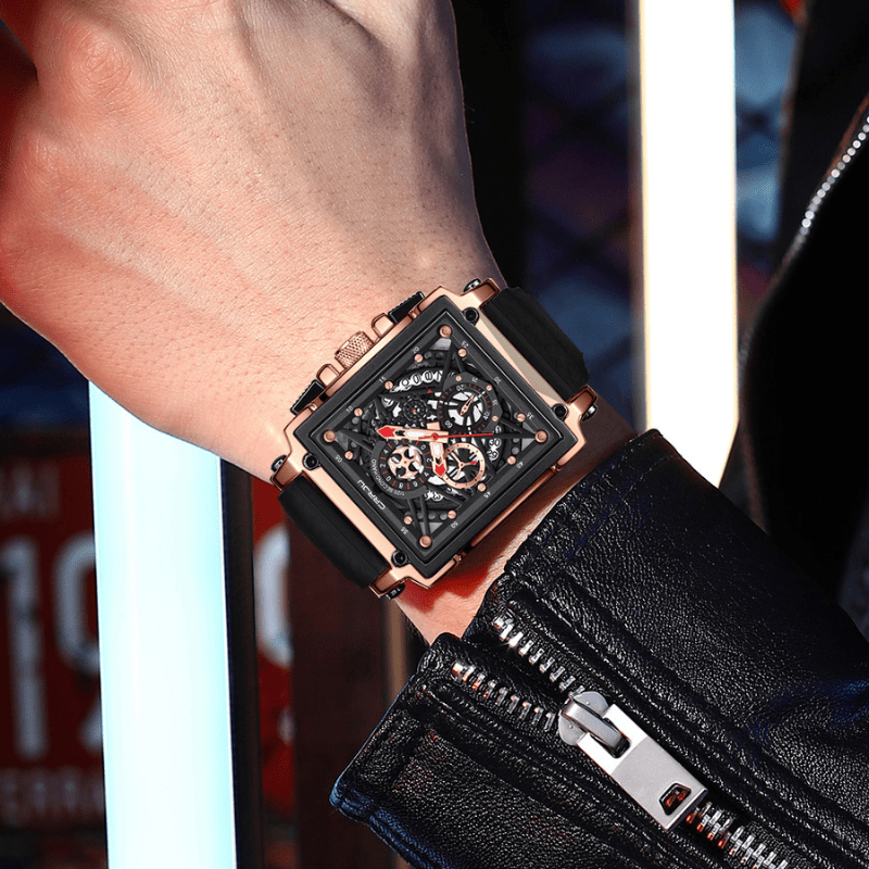 Montre Chronographe Squelette Carrée