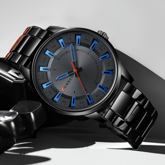 Montre Noire Homme en Acier