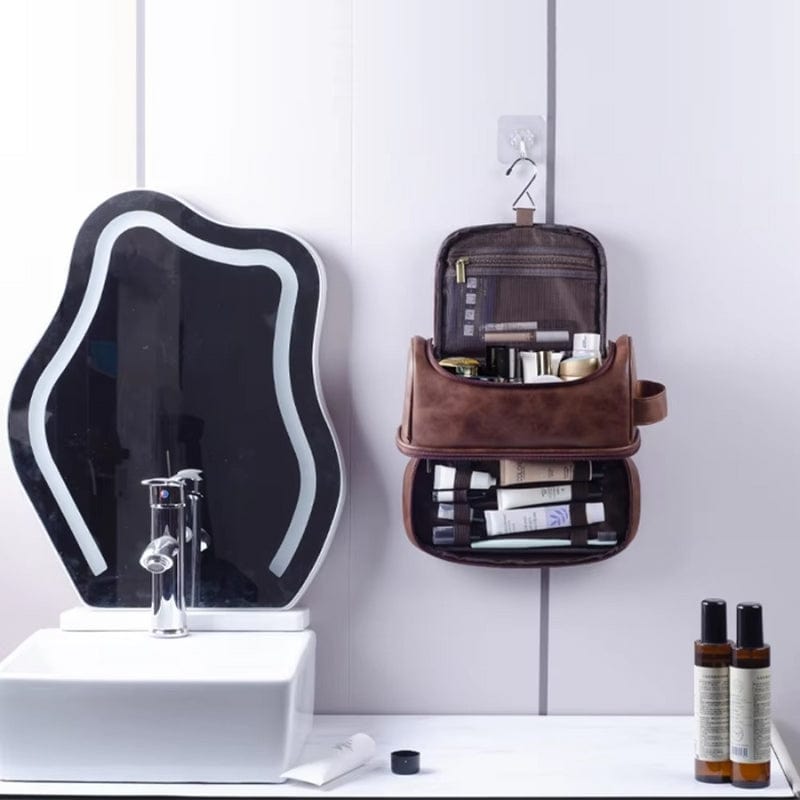 Trousse de toilette homme cuir suspendue luxe – Double compartiment