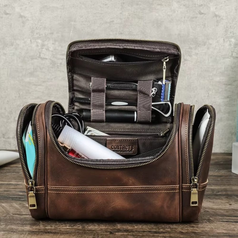 Trousse de toilette homme cuir vintage – Personnalisation gravure