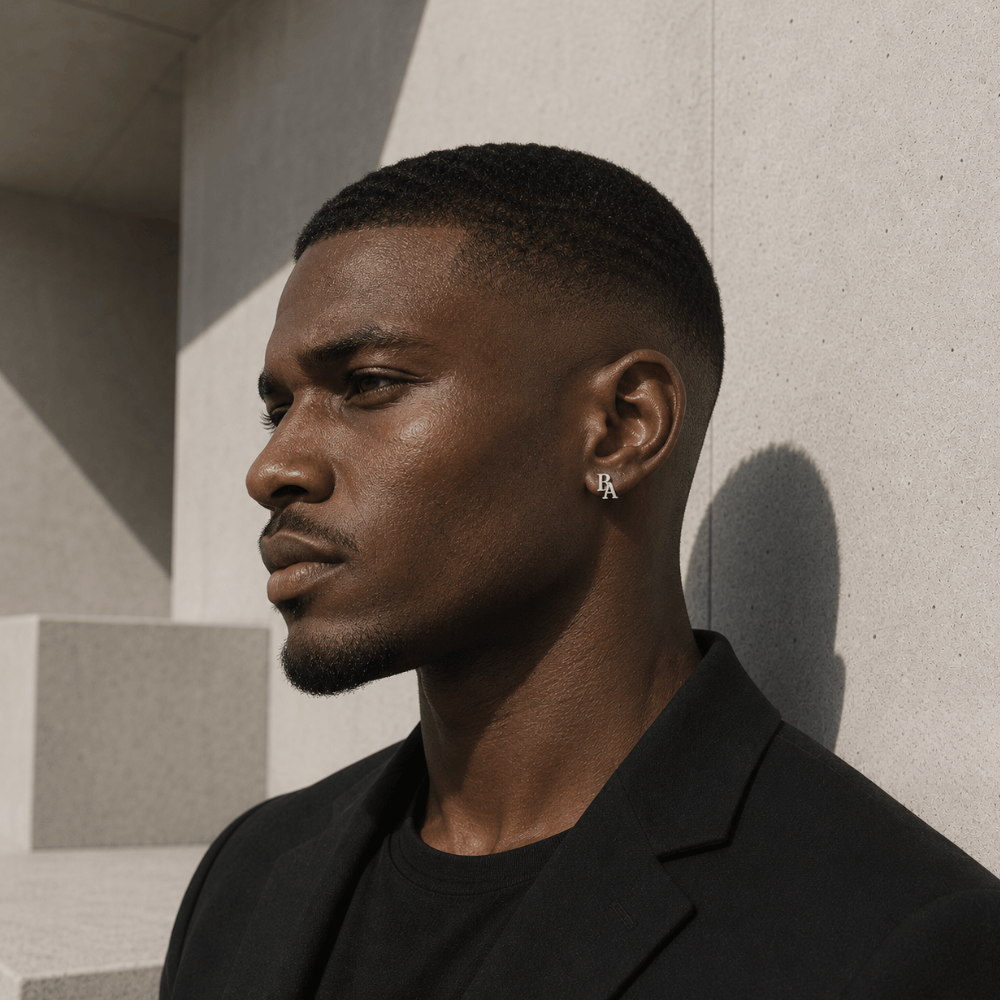 Boucles d'Oreilles Homme Initiales Personnalisées
