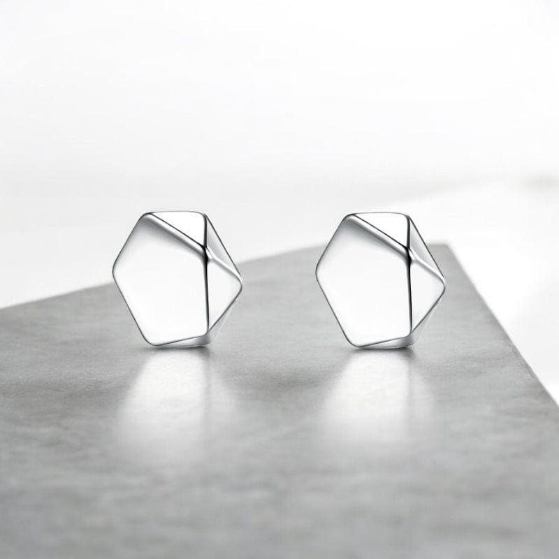 Boucles d'Oreilles Aimant Homme - Design Hexagonal