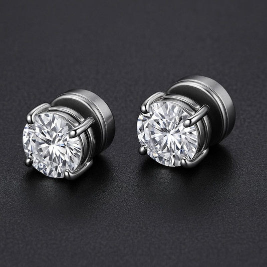 Boucles d'Oreilles Aimant Homme - Clous Diamant Sans Perçage