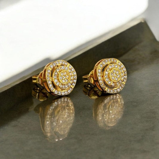 Boucles d'Oreilles Homme Diamant Rond - Or et Argent