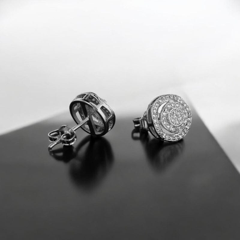 Boucles d'Oreilles Homme Diamant Rond - Or et Argent