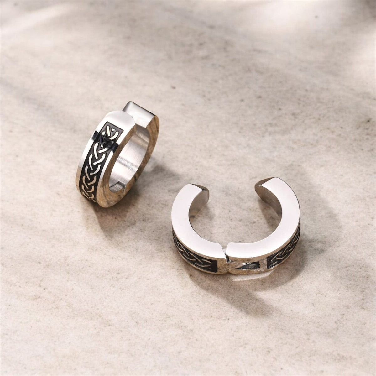 Boucles d'Oreilles Viking – Acier Inoxydable & Motif Celtique