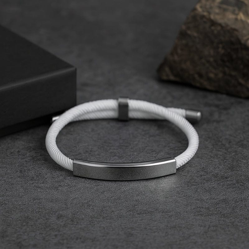 Bracelet Homme Personnalisé Cordon à Graver | Plaque Acier Inoxydable