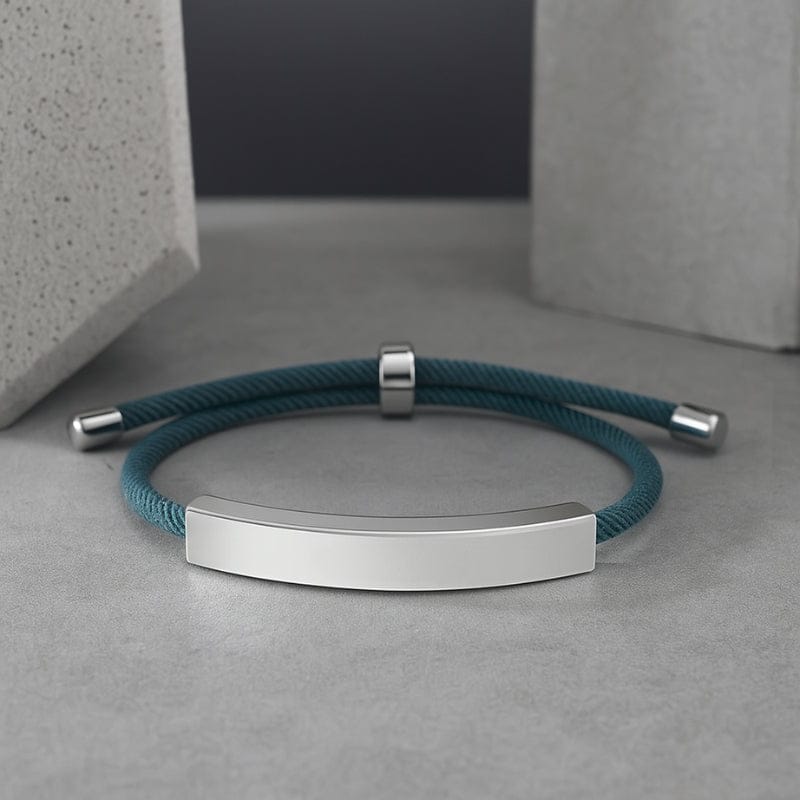 Bracelet Homme Personnalisé Cordon à Graver | Plaque Acier Inoxydable