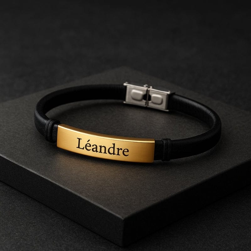 Bracelet Homme Personnalisé Fin - Cuir et Acier
