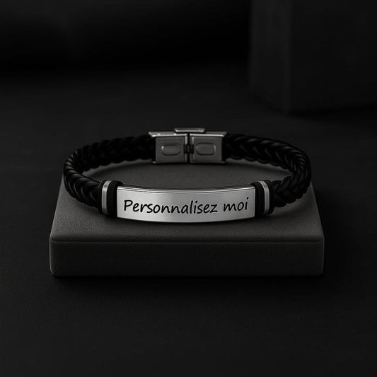 Bracelet Cuir Homme Personnalisé - Tressé Luxe
