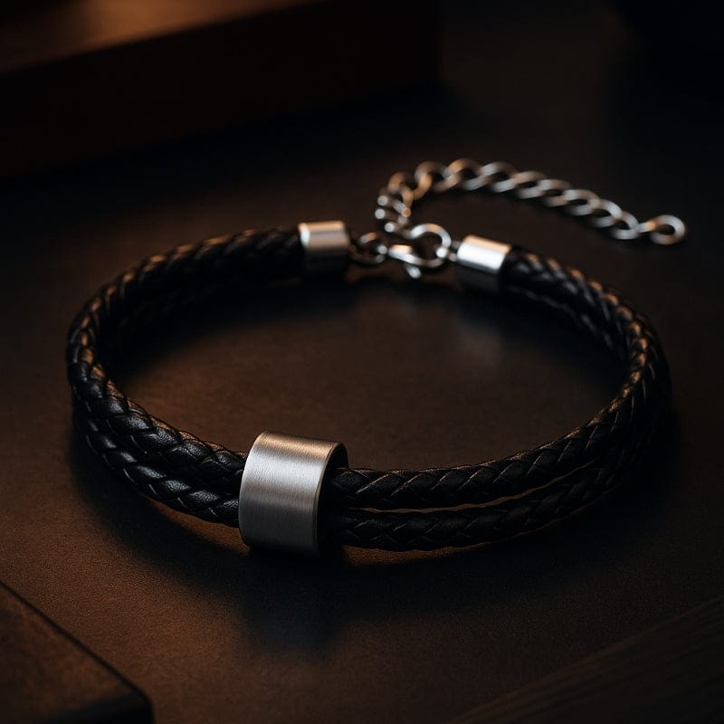 Bracelet Cuir Tressé Personnalisé Homme - Gravure Offerte