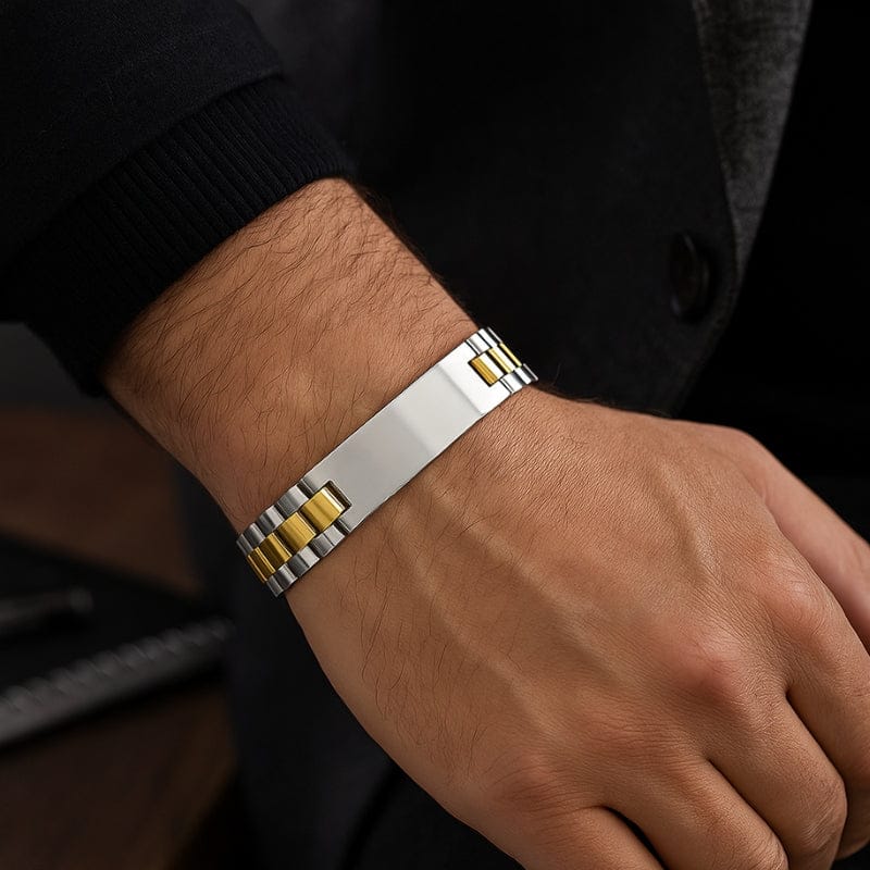 Bracelet Acier Homme Personnalisé Large | Gravure Laser