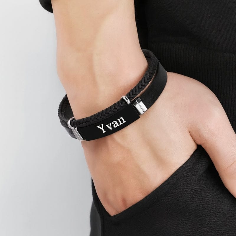 Bracelet Cuir Homme Personnalisé - Acier Inoxydable