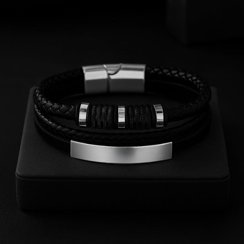 Bracelet Cuir Tressé Homme Personnalisé - Fermoir Magnétique