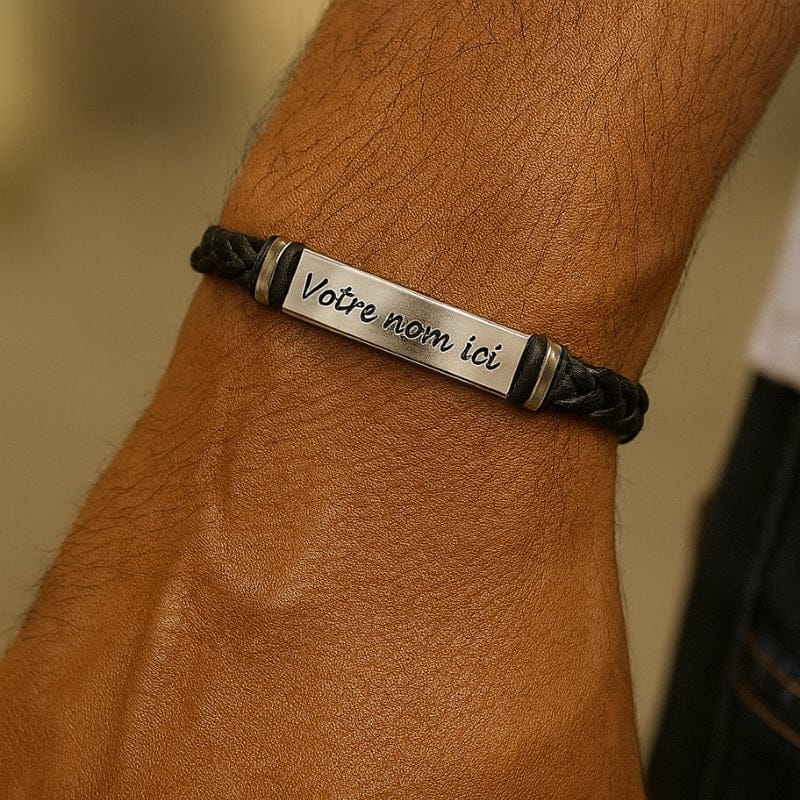 Bracelet Cuir Homme Personnalisé - Tressé Luxe