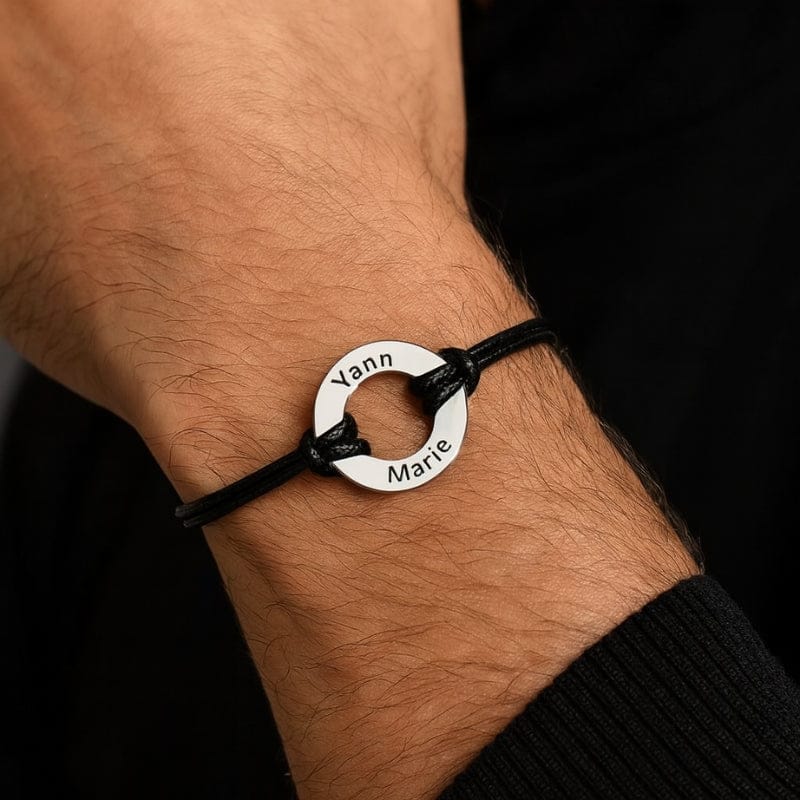 Bracelet Homme Personnalisé - Corde et Acier Ajustable