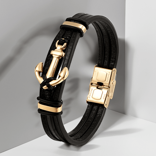 Bracelet Cuir Ancre Marine