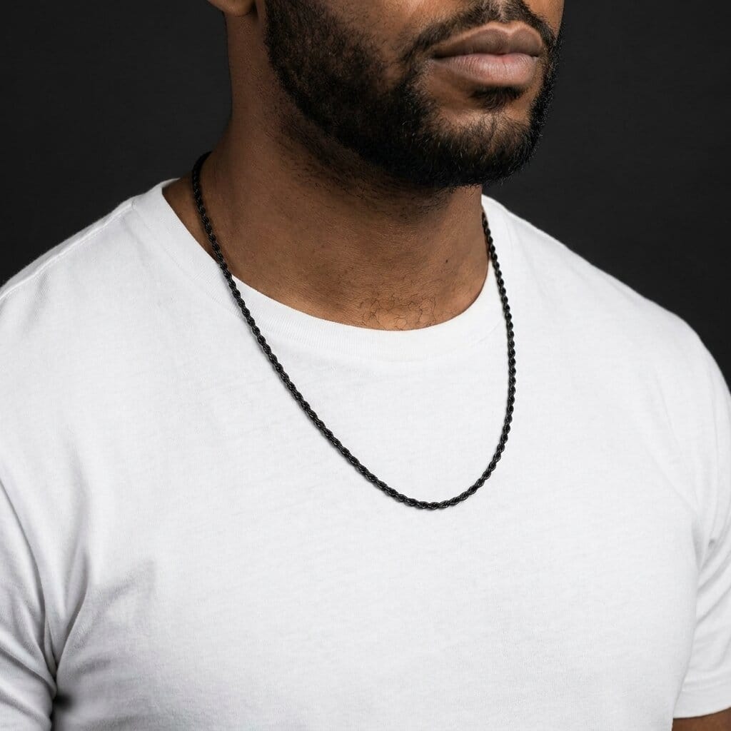 Chaîne Maille Corde Fine Pour Homme Acier Inoxydable