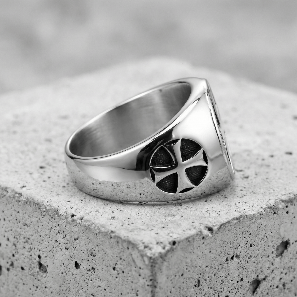 Bague Chevalière Homme Croix Acier Inoxydable