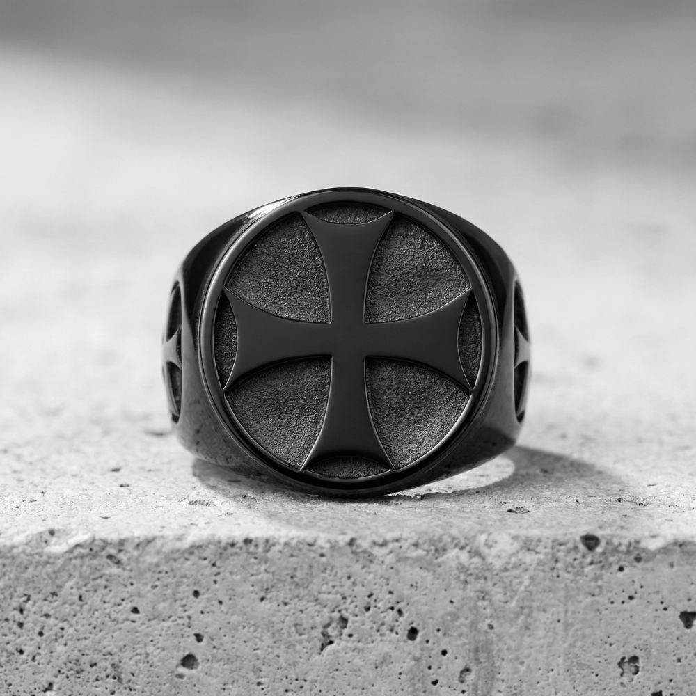 Bague Chevalière Homme Croix Acier Inoxydable