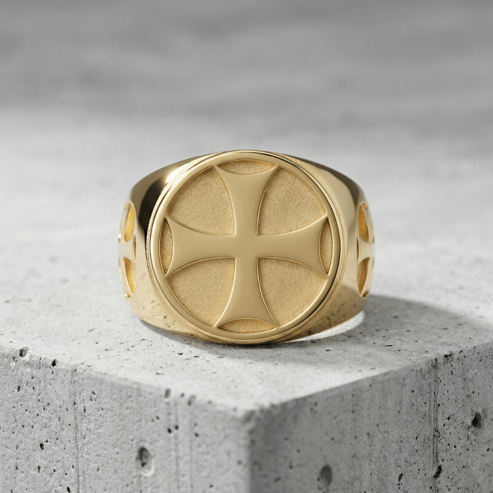 Bague Chevalière Homme Croix Acier Inoxydable