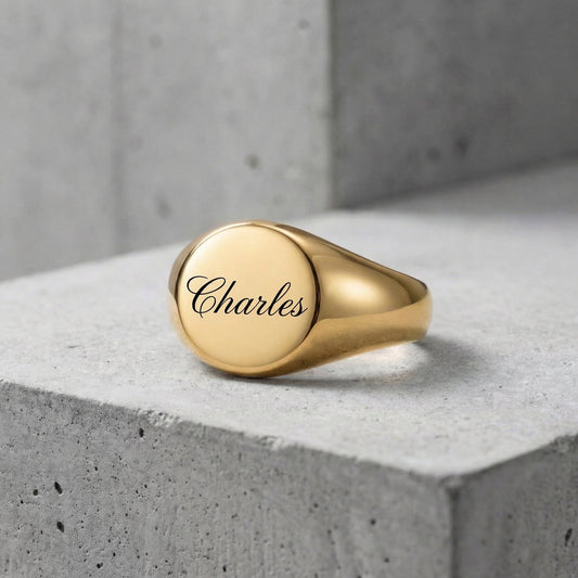 Bague Chevalière Fine Homme Personnalisé Ronde