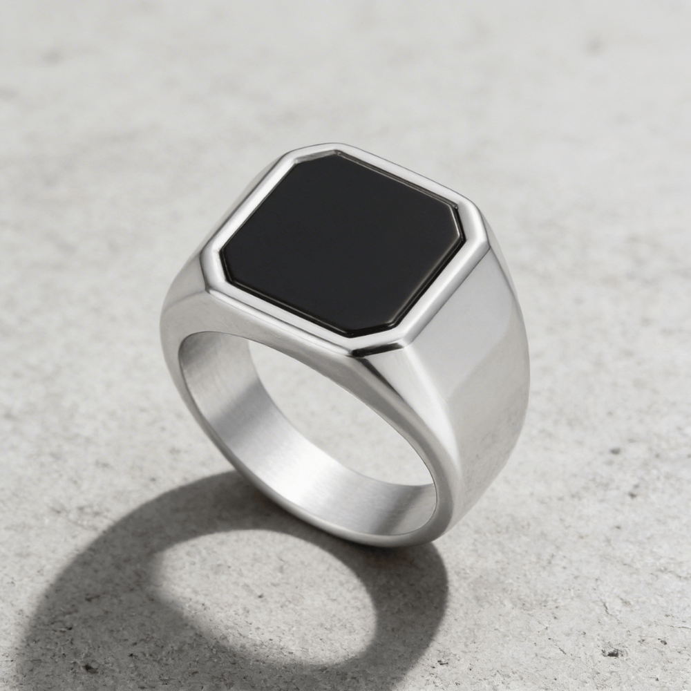 Chevalière Homme Onyx Lapis Lazuli Acier