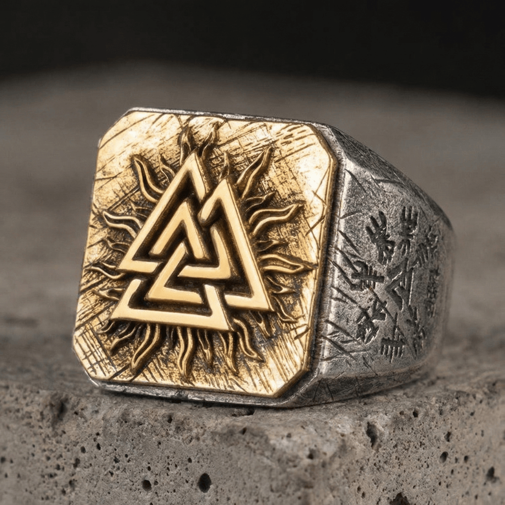 Bague Chevalière Viking Homme Argent Massif 925 Valknut