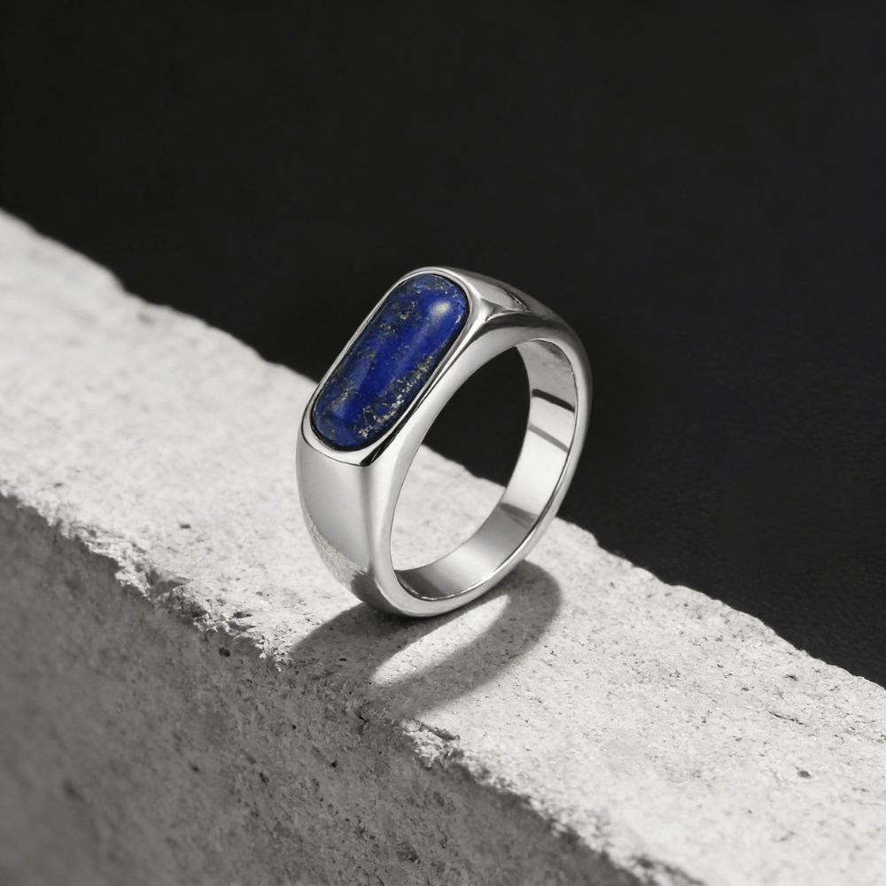 Chevalière Lapis Lazuli Homme Acier Inoxydable