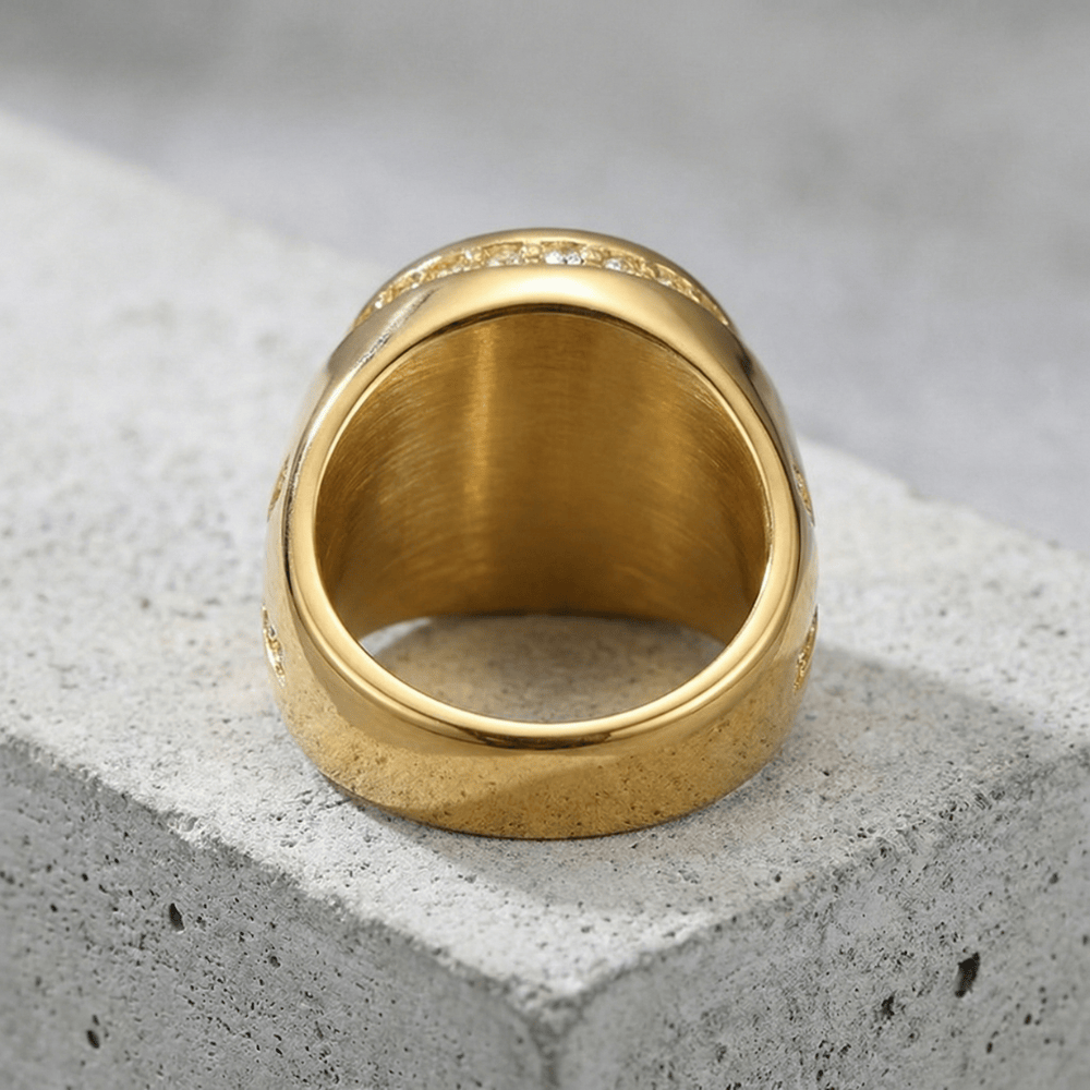 Bague Chevalière Plaqué Or Homme Croix