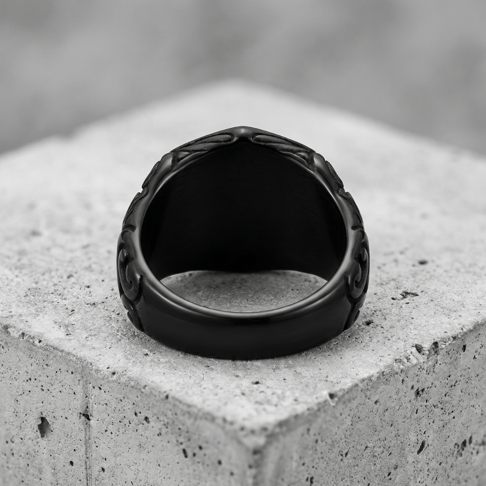 Bague Chevalière Viking Homme Noire