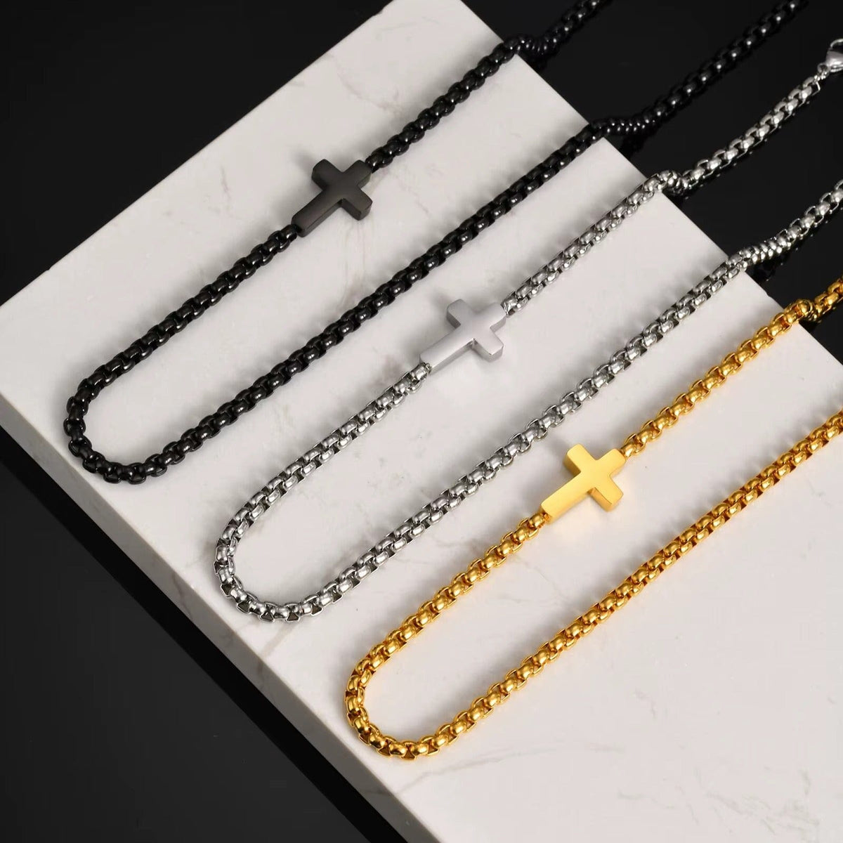 Collier Chaîne Croix Homme Acier Inoxydable