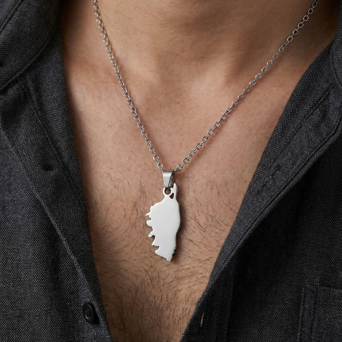 Pendentif Homme Corse Acier Inoxydable