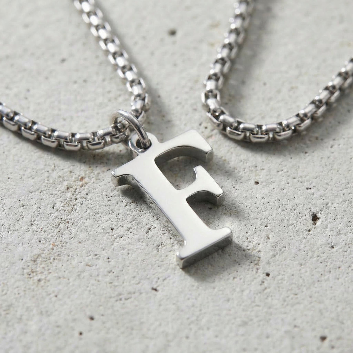 Collier Initiale Homme Pendentif Lettre Acier Argent