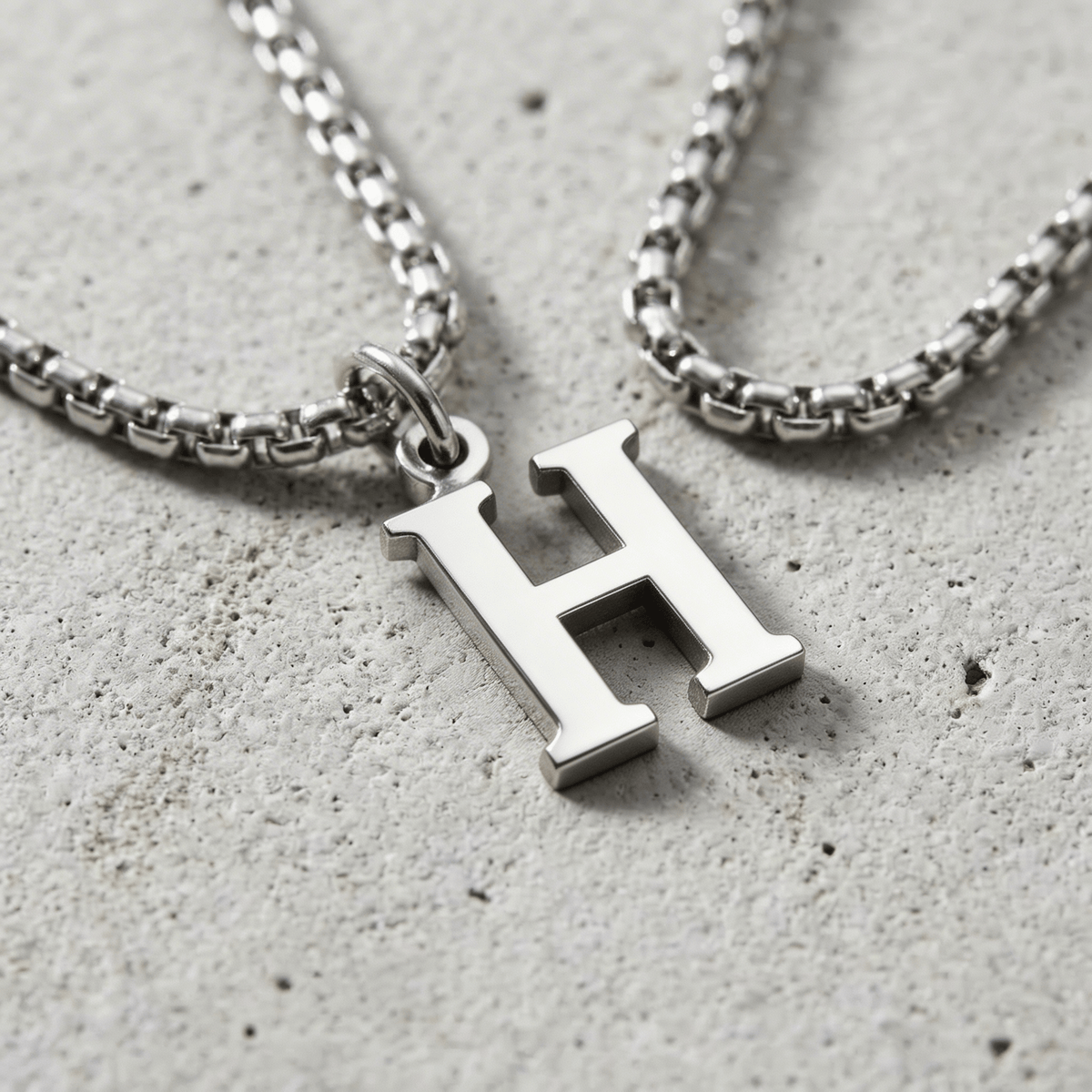 Collier Initiale Homme Pendentif Lettre Acier Argent