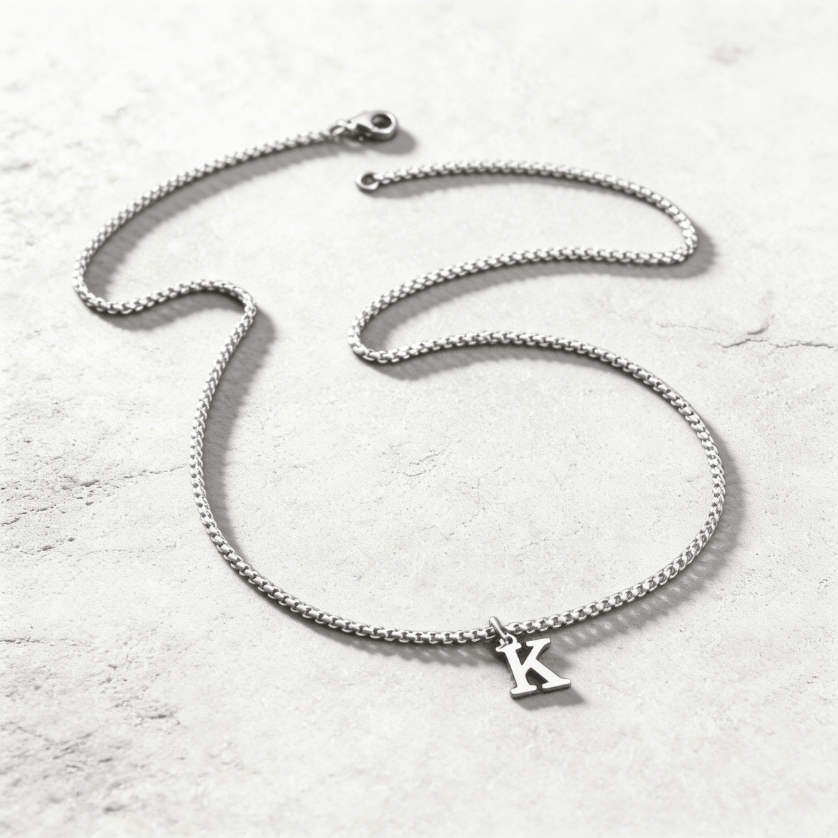 Collier Initiale Homme Pendentif Lettre Acier Argent