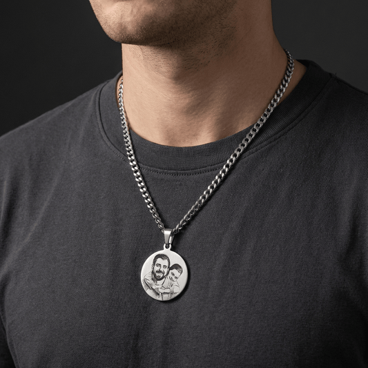 Collier Médaillon Photo Personnalisé Homme Acier